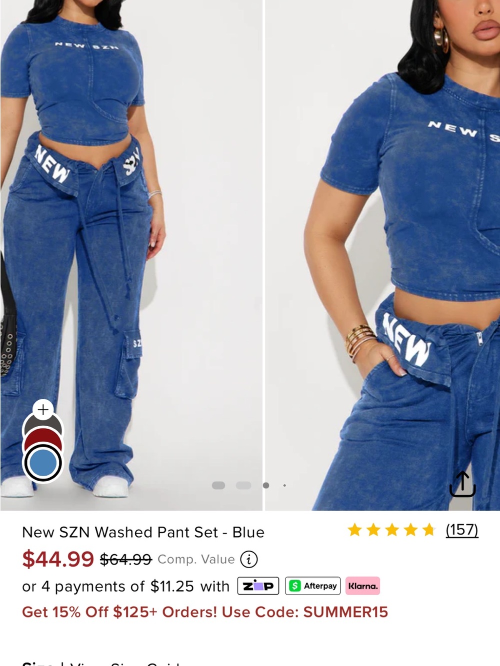Fashion Nova Washed Blue Pant Set - Blue